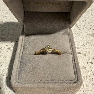 Diamond Moon Ring, 14k Yellow Gold, Size 7